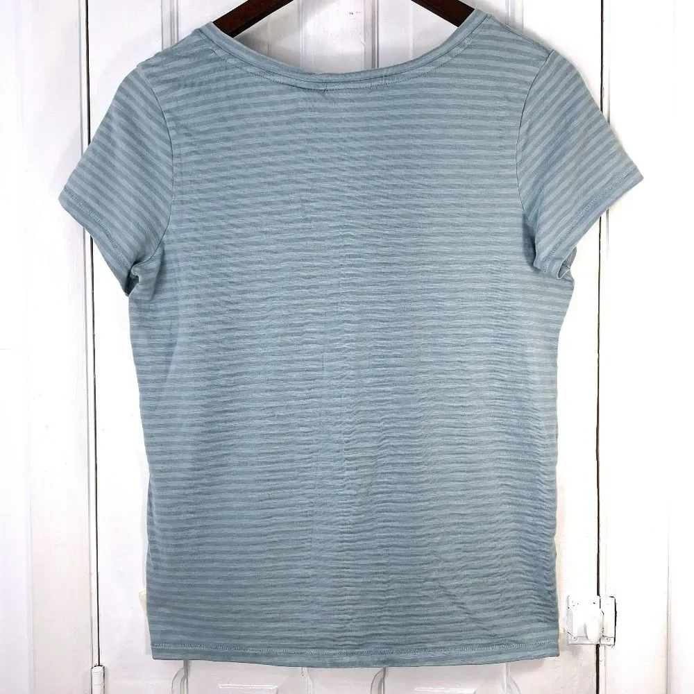Jones New York Striped Short Sleeve V-Neck Shirt Sz S - Picture 8 of 10